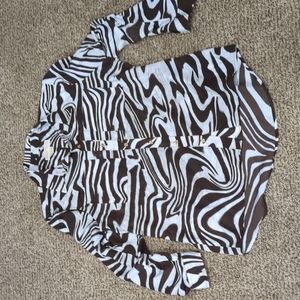 3/$30 Michael Michael Kors brown zebra print flowy button up shirt large